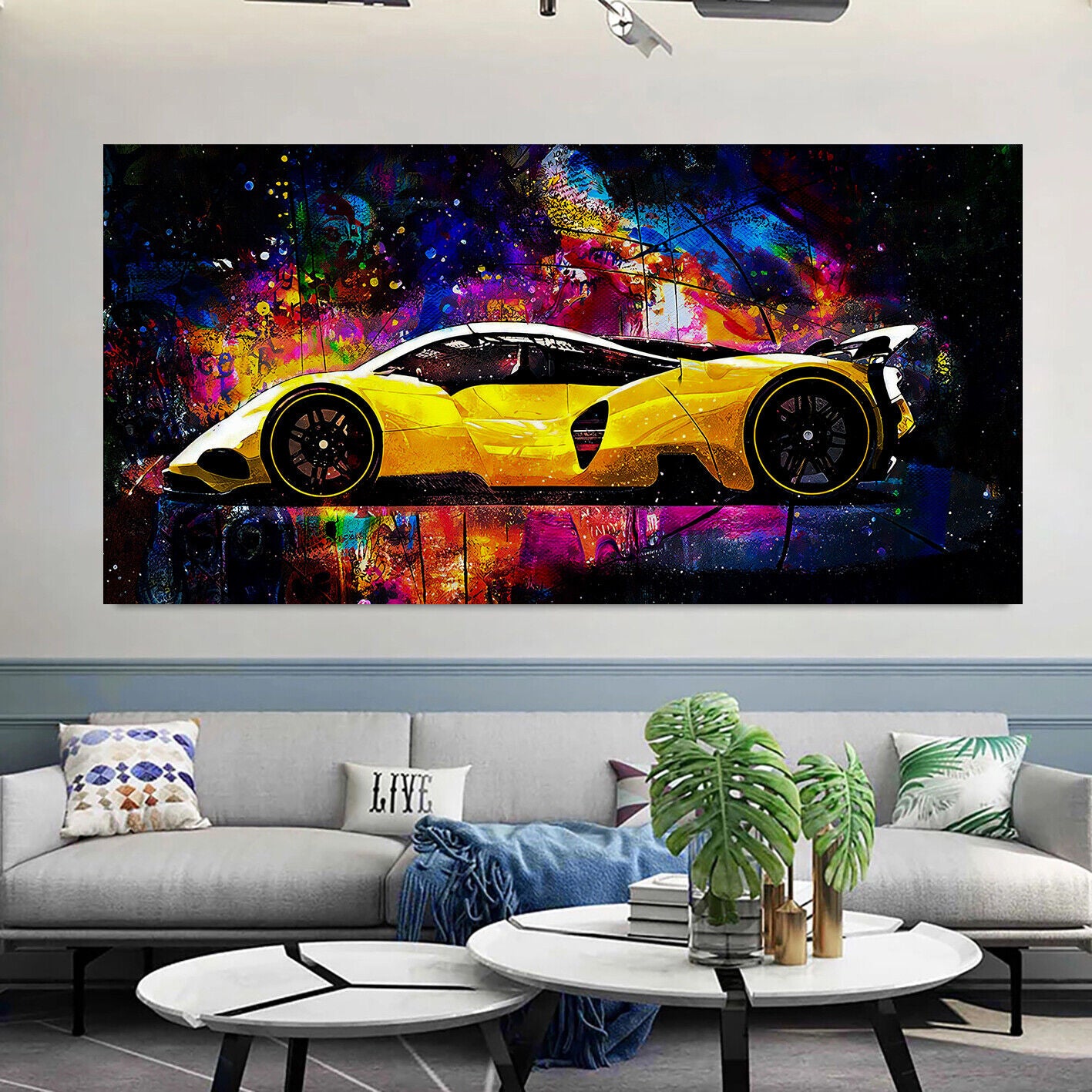 Leinwand Bilder Sportwagen Autos Pop Art Wandbilder -Hochwertiger Kunstdruck B8361