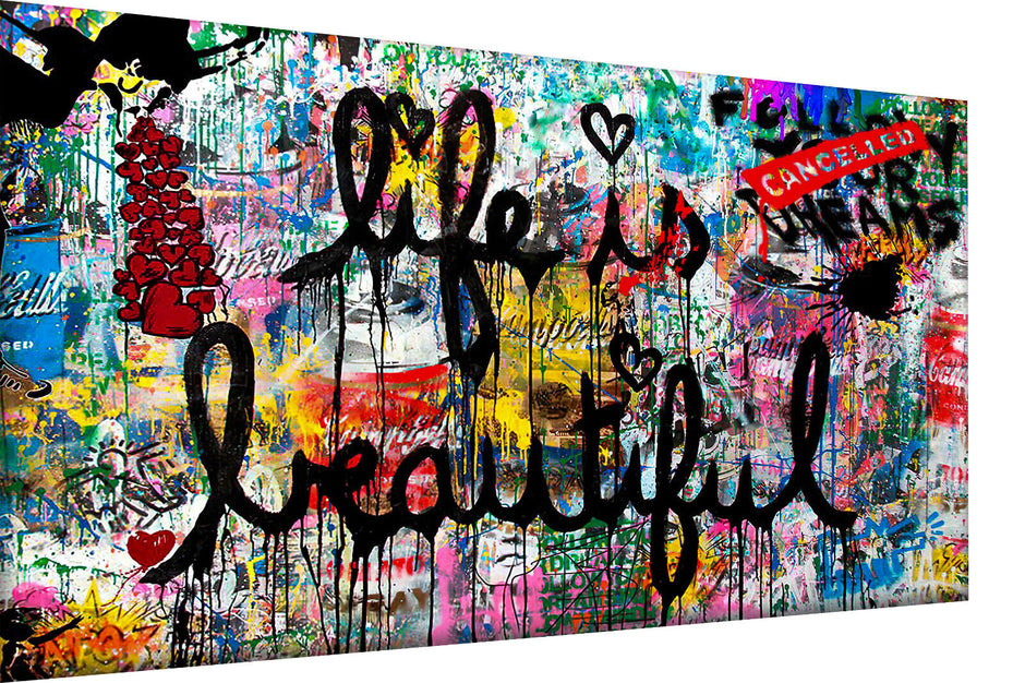 Leinwand Bilder Life is beautiful Pop Art Wandbilder -Hochwertiger Kunstdruck B8346