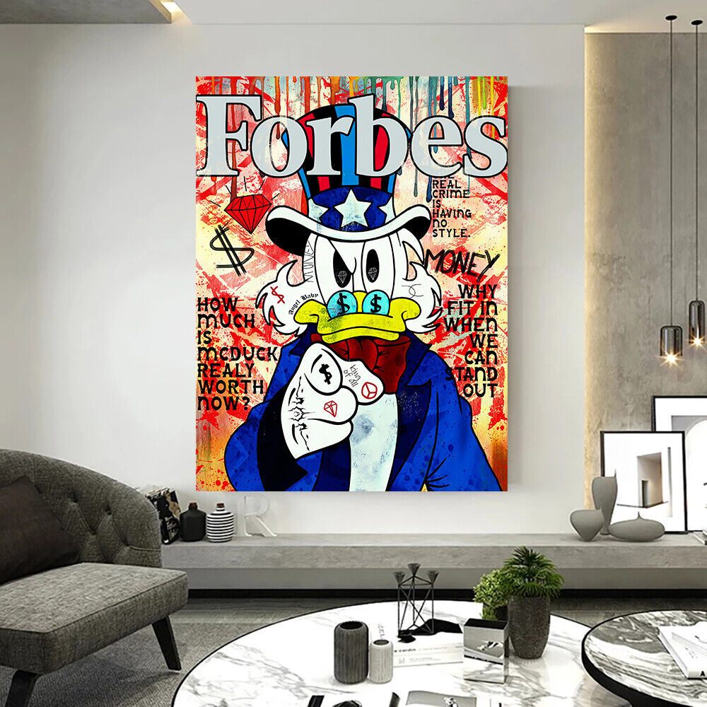 Leinwand Bilder Dagobert Duck Forbes Pop Art Wandbilder-Hochwertiger Kunstdruck B8424