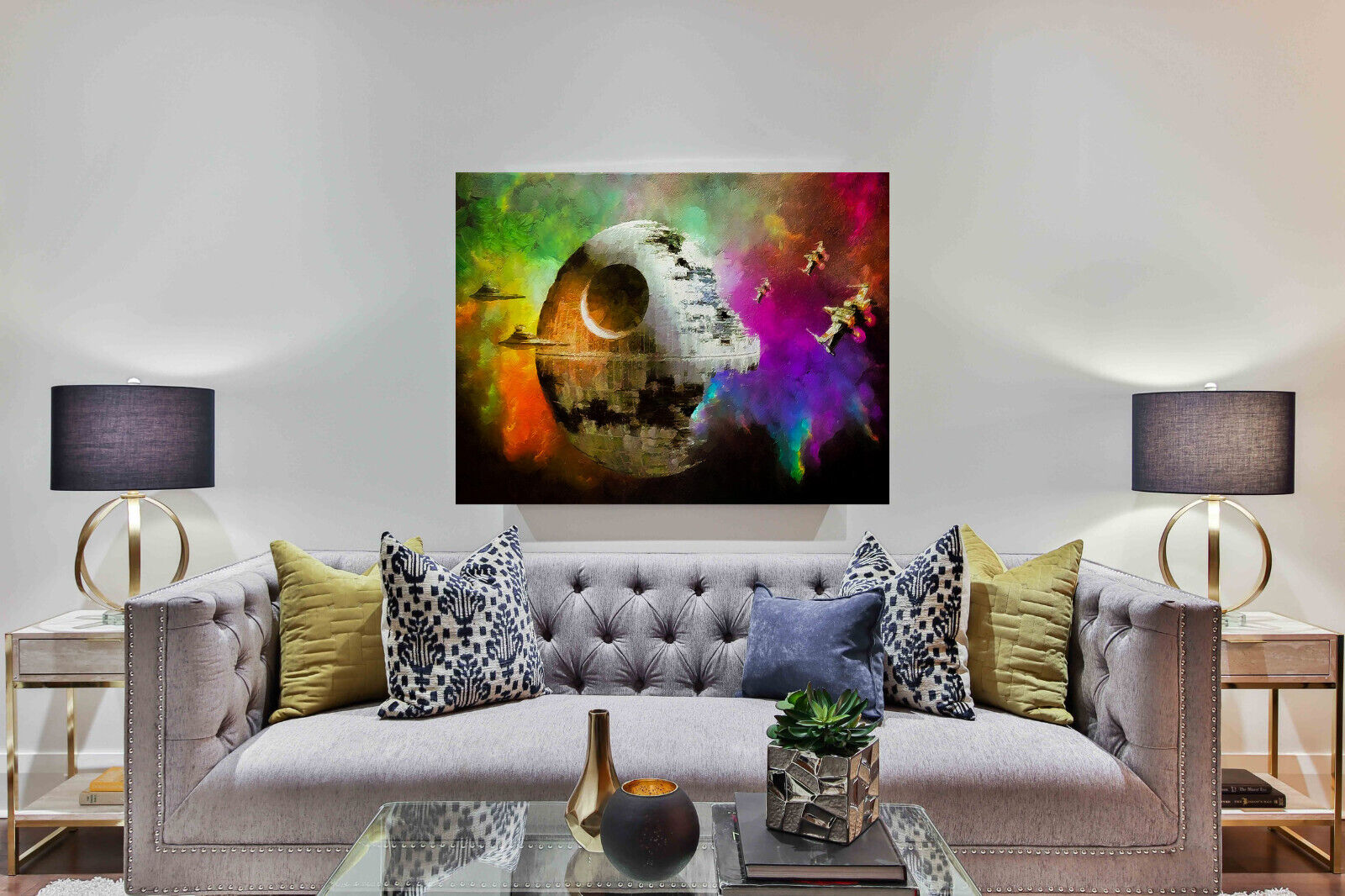 Leinwand Bilder StarWars Todesstern Pop Art Wandbilder -Hochwertiger Kunstdruck B8373