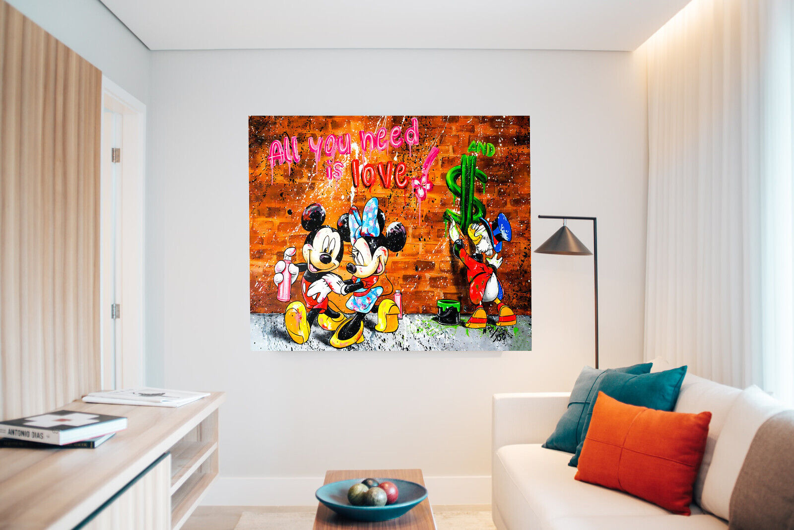 Leinwand Bilder Micky Love Minnie Pop Art Wandbilder-Hochwertiger Kunstdruck B8334