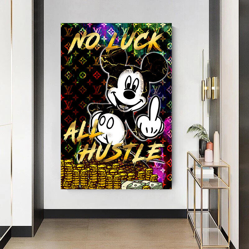 Leinwand Bilder Micky Maus All Hustle Pop Art Wandbilder-HochwertigerKunstdruck B8440