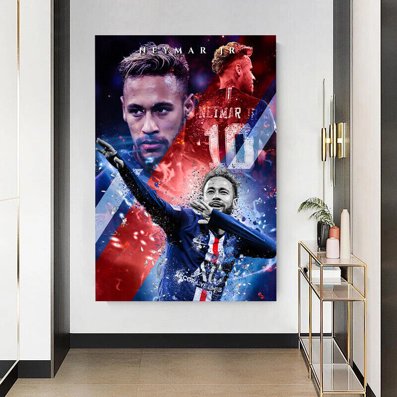 Leinwand Bilder Neymar  Fußball Pop Art Wandbilder -Hochwertiger Kunstdruck B8386