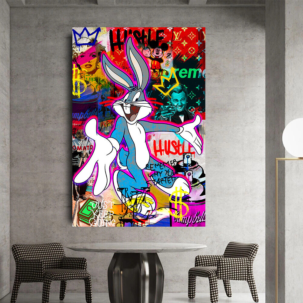 Leinwand Bilder Bugs Bunny Hustle Pop Art Wandbilder -Hochwertiger Kunstdruck B8487