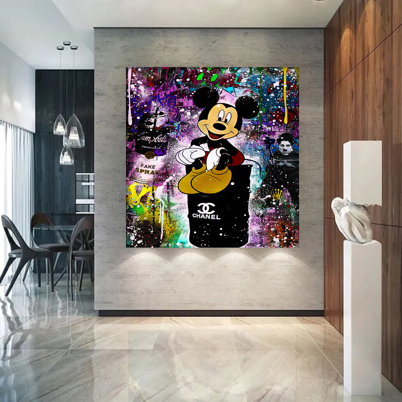 Leinwand Bilder Micky Maus Spraydose Pop Art Wandbilder-Hochwertiger Kunstdruck B8332