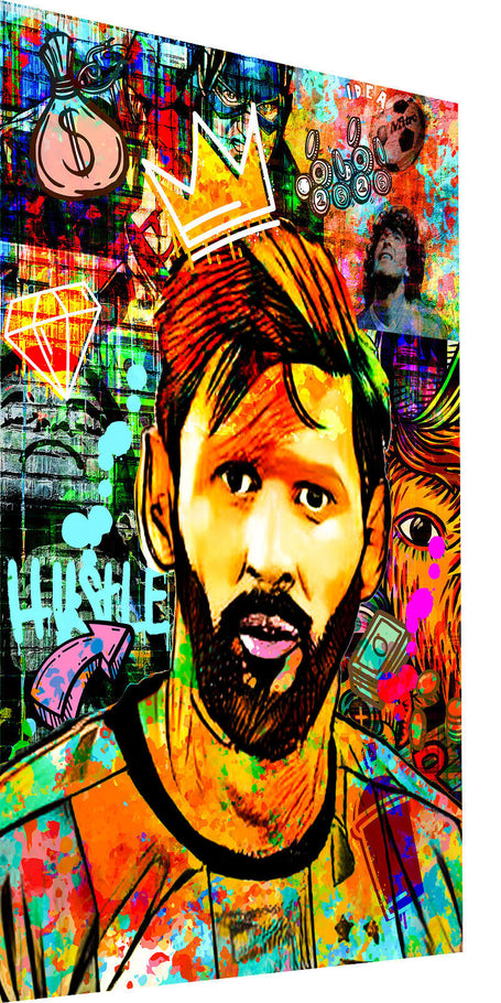 Leinwand Bilder Lionel Messi Hustle Pop Art Wandbilder -Hochwertiger Kunstdruck B8427