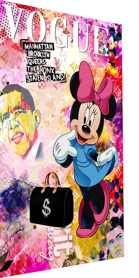 Leinwand Bilder Minnie Maus Tasche Pop Art Wandbilder -Hochwertiger Kunstdruck B8429