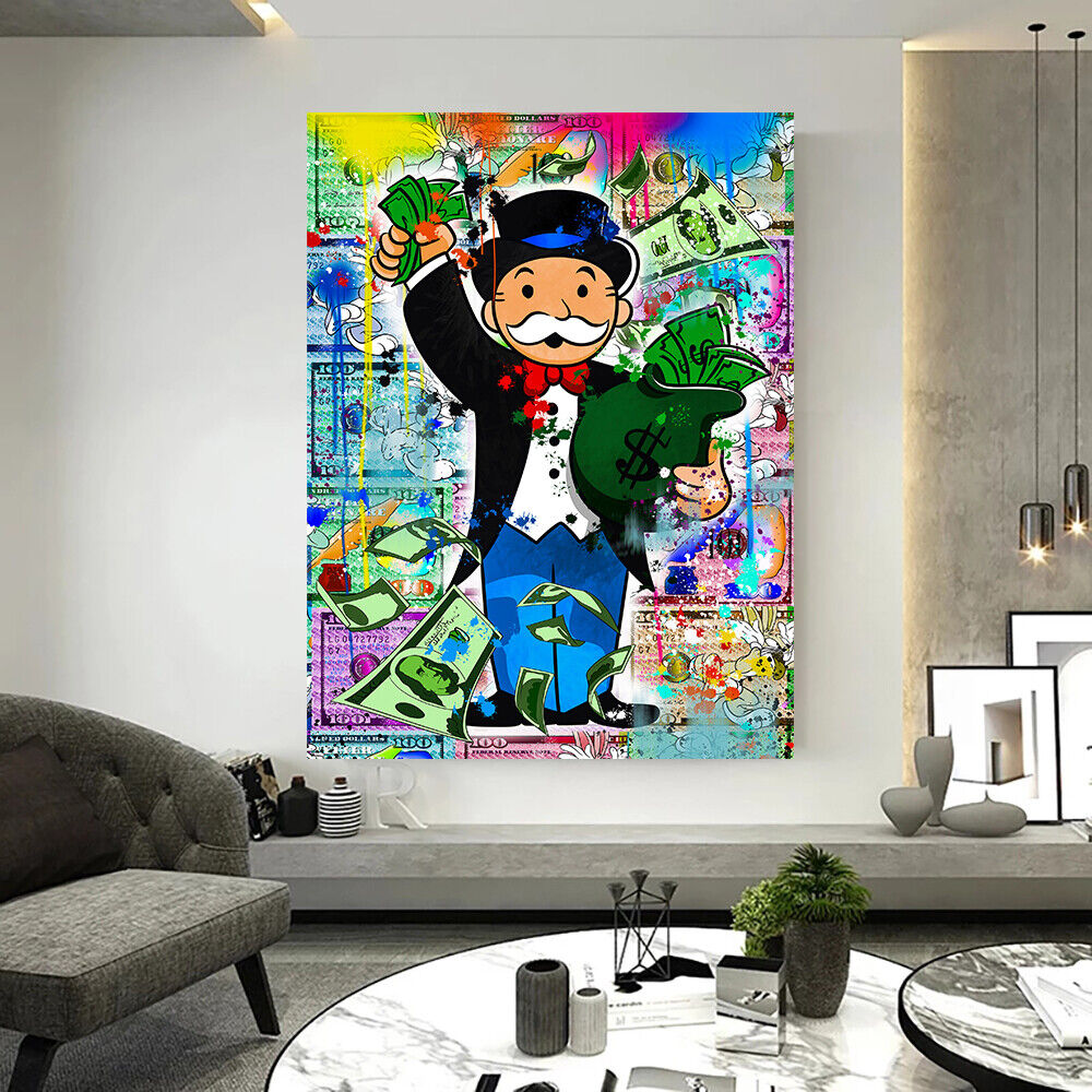 Leinwand Bilder Mr. Monopoly Geld Pop Art Wandbilder -Hochwertiger Kunstdruck B8443