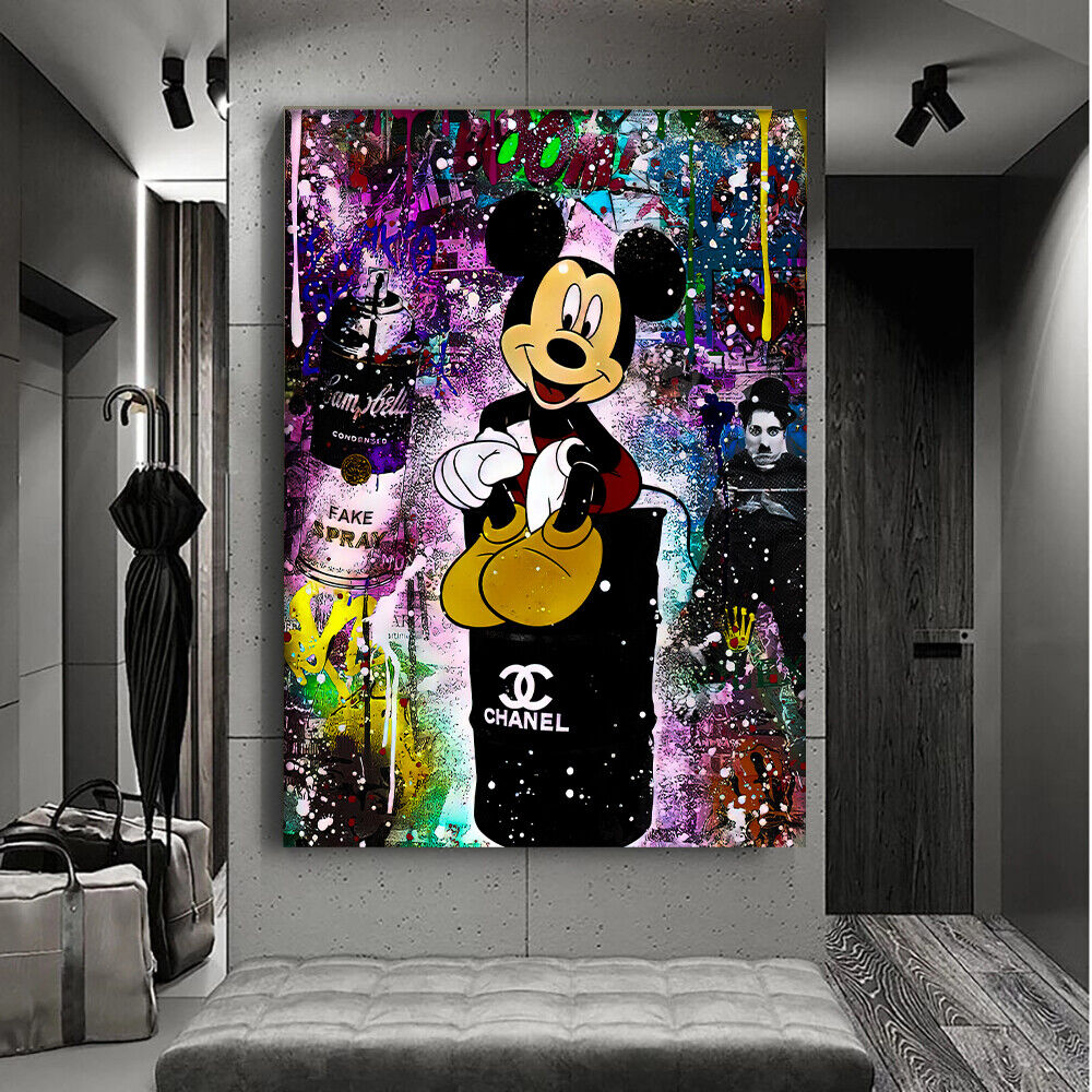 Leinwand Bilder Micky Maus Spraydose Pop Art Wandbilder-Hochwertiger Kunstdruck B8332