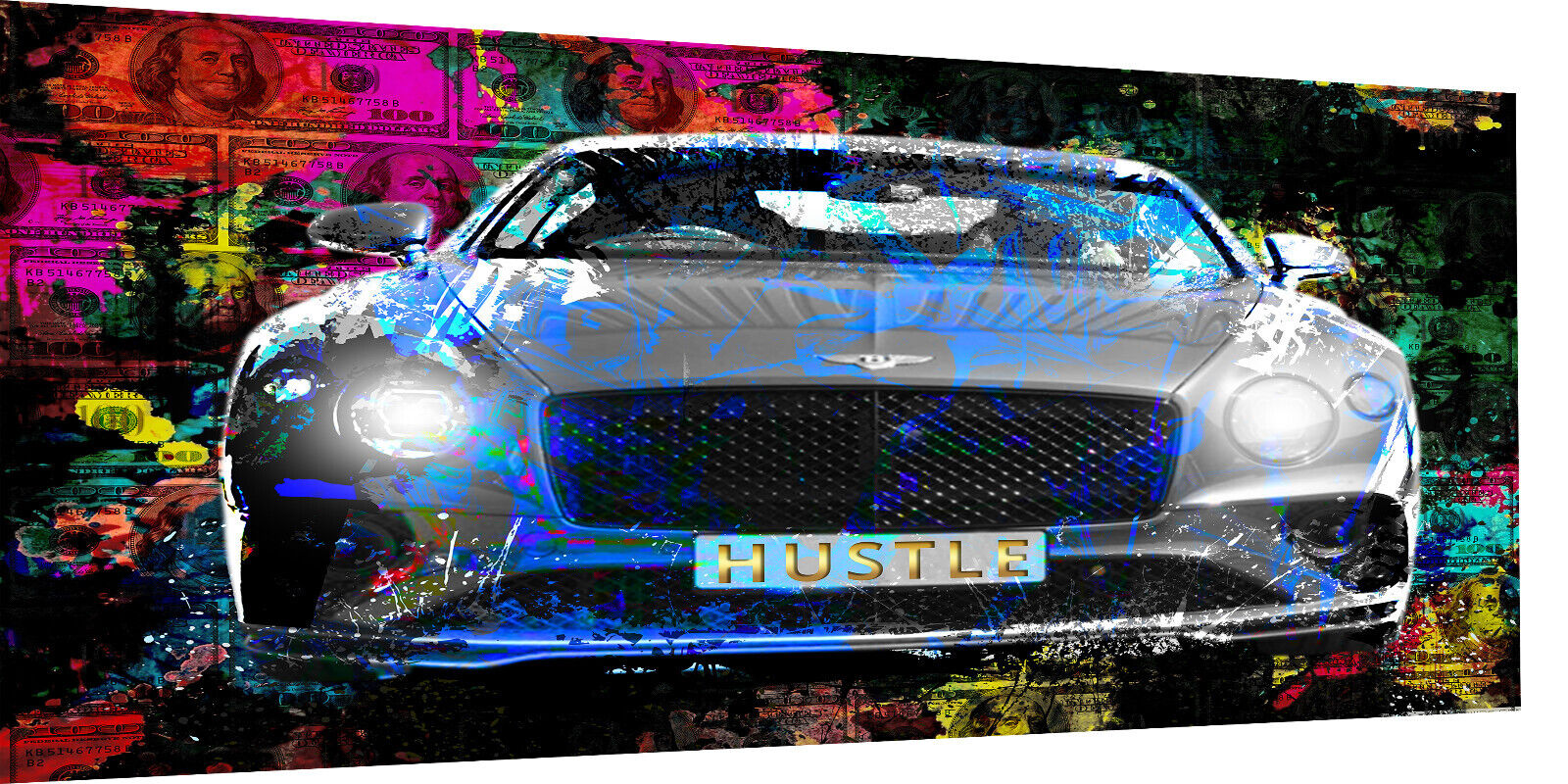 Leinwand Bilder Sportwagen Hustle Abstrakt Wandbilder -Hochwertiger Kunstdruck B8413