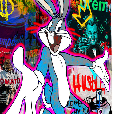 Leinwand Bilder Bugs Bunny Hustle Pop Art Wandbilder -Hochwertiger Kunstdruck B8487