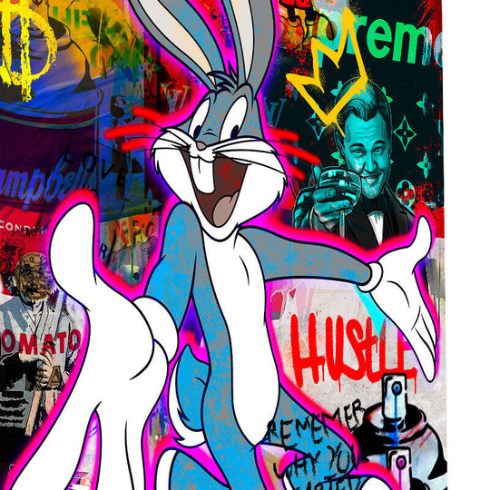 Leinwand Bilder Bugs Bunny Hustle Pop Art Wandbilder -Hochwertiger Kunstdruck B8487