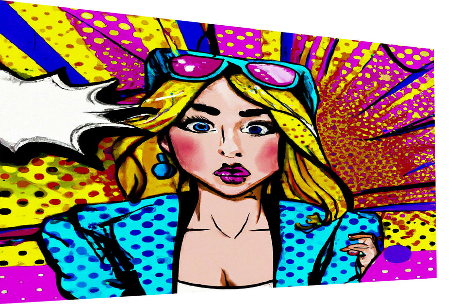 Leinwand Bilder Frau Blond Bunt Pop Art Wandbilder -Hochwertiger Kunstdruck B8399