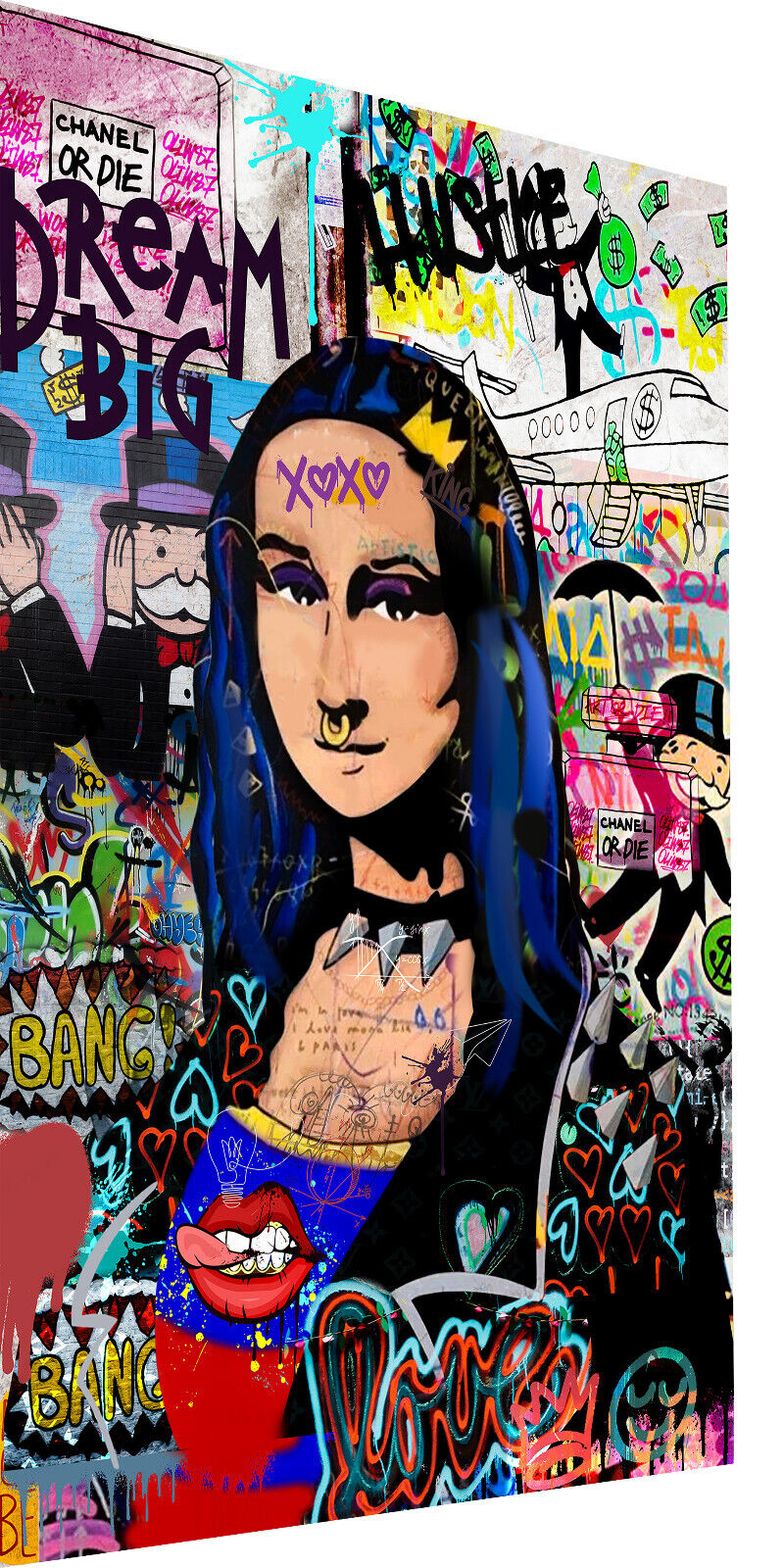 Leinwand Bilder Mona Lisa Graffiti  Pop Art Wandbilder -Hochwertiger Kunstdruck B8488