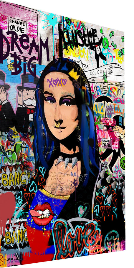 Leinwand Bilder Mona Lisa Graffiti  Pop Art Wandbilder -Hochwertiger Kunstdruck B8488