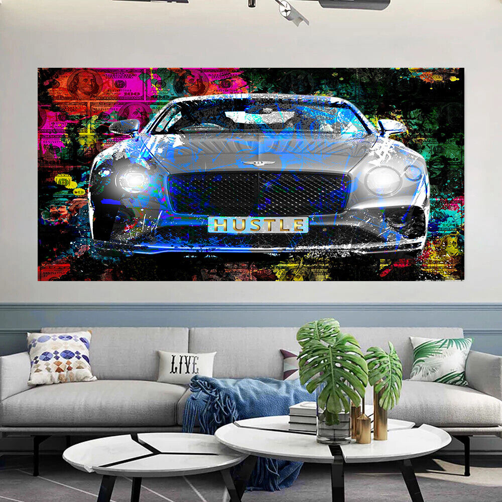 Leinwand Bilder Sportwagen Hustle Abstrakt Wandbilder -Hochwertiger Kunstdruck B8413