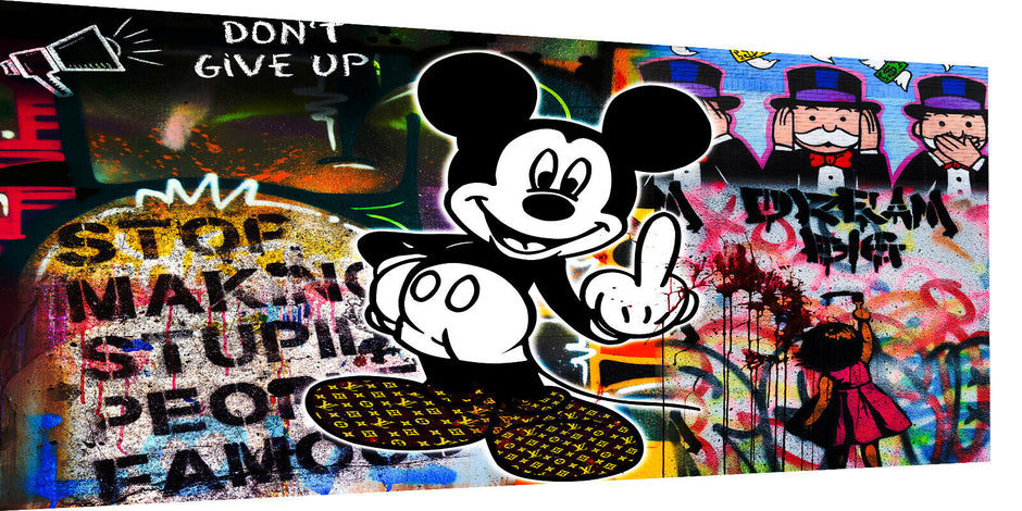 Leinwand Bilder Micky Maus Dream Big Pop Art Wandbilder -Hochwertiger Kunstdruck B8428