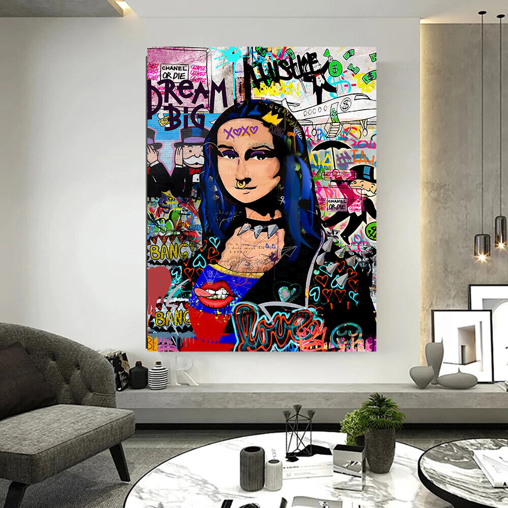 Leinwand Bilder Mona Lisa Graffiti  Pop Art Wandbilder -Hochwertiger Kunstdruck B8488