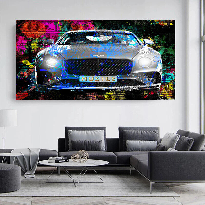 Leinwand Bilder Sportwagen Hustle Abstrakt Wandbilder -Hochwertiger Kunstdruck B8413