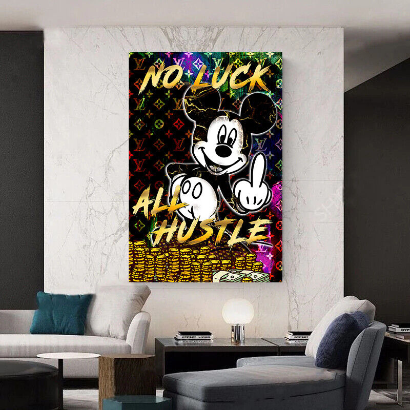 Leinwand Bilder Micky Maus All Hustle Pop Art Wandbilder-HochwertigerKunstdruck B8440