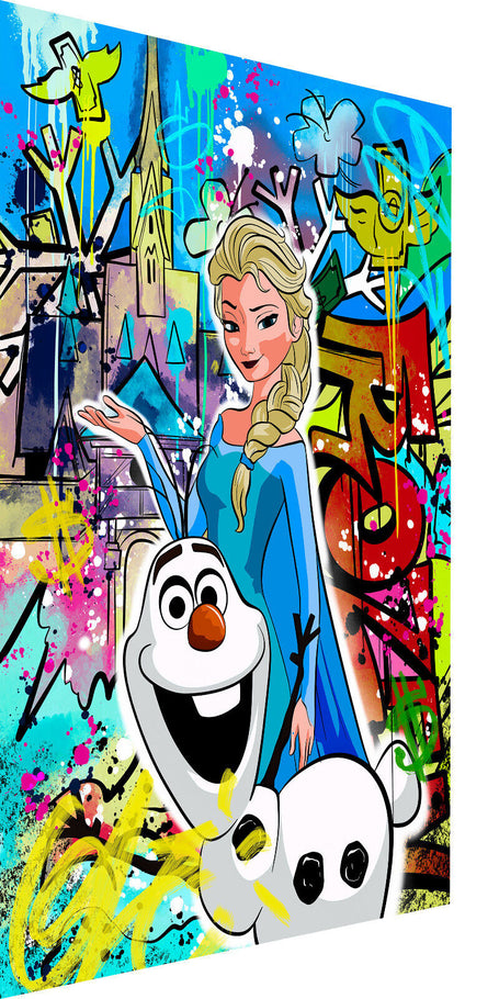 Leinwand Bilder Frozen Elsa Olaf Pop Art Wandbilder -Hochwertiger Kunstdruck B8445