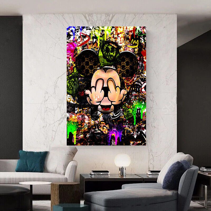 Leinwand Bilder Micky Maus Finger Pop Art Wandbilder-Hochwertiger Kunstdruck B8337