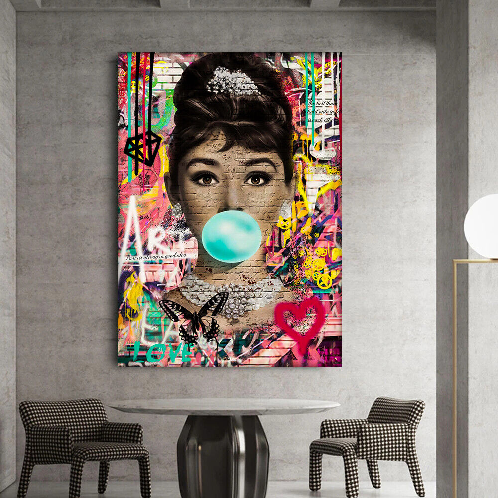 Leinwand Bilder Pop Art Audrey Hepburn  Wandbilder -Hochwertiger Kunstdruck B8344