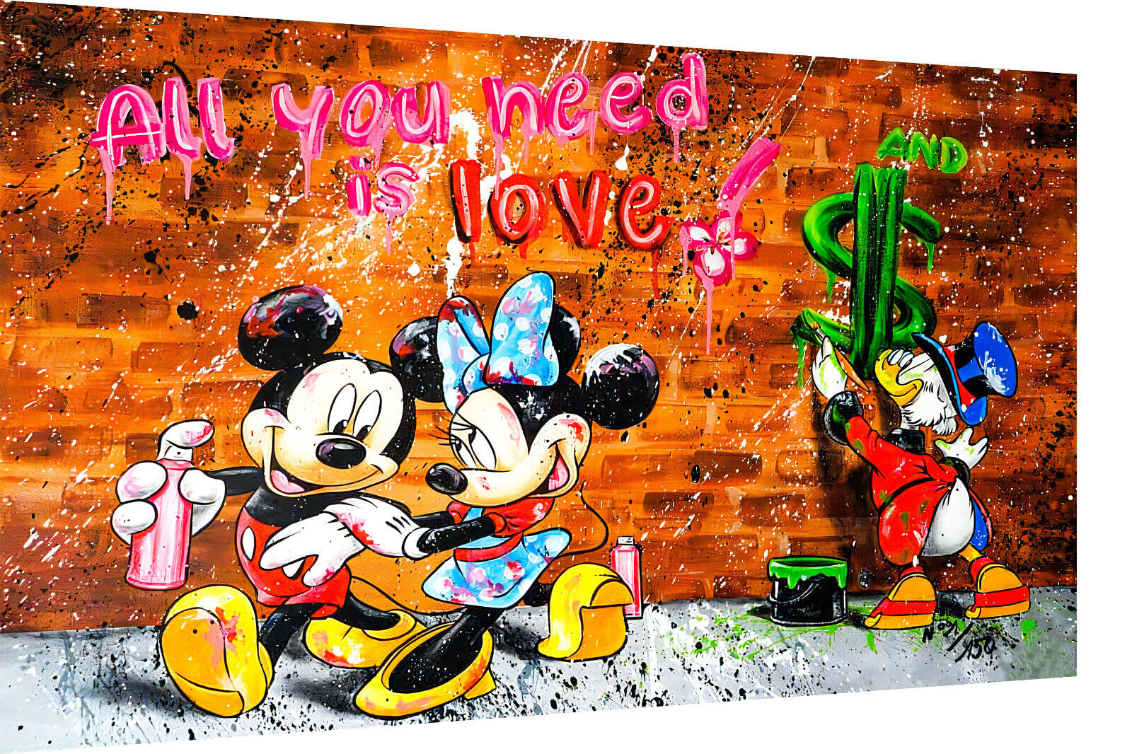 Leinwand Bilder Micky Love Minnie Pop Art Wandbilder-Hochwertiger Kunstdruck B8334