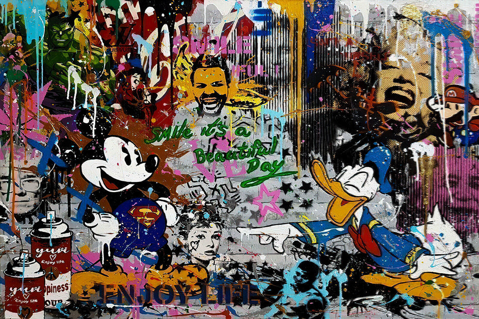 Leinwand Bilder Micky Maus Donald DuckPop Art Wandbilder-Hochwertiger Kunstdruck B8351
