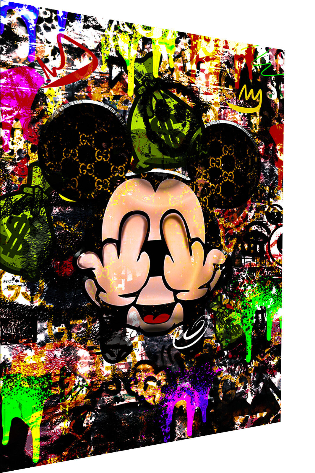 Leinwand Bilder Micky Maus Finger Pop Art Wandbilder-Hochwertiger Kunstdruck B8337