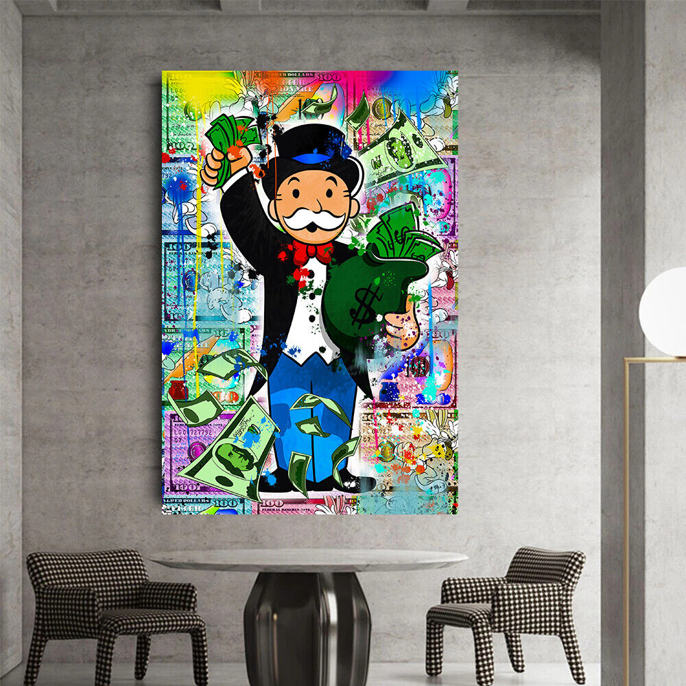 Leinwand Bilder Mr. Monopoly Geld Pop Art Wandbilder -Hochwertiger Kunstdruck B8443