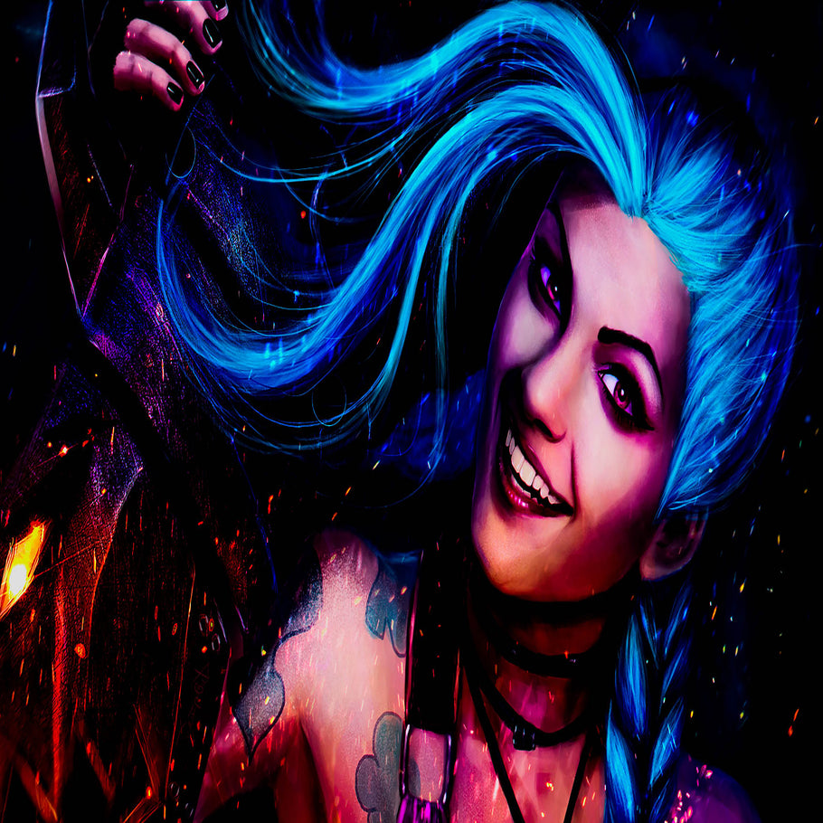 Leinwand Bilder Wandbilder League of Legends Jinx - Hochwertiger Kunstdruck A3189