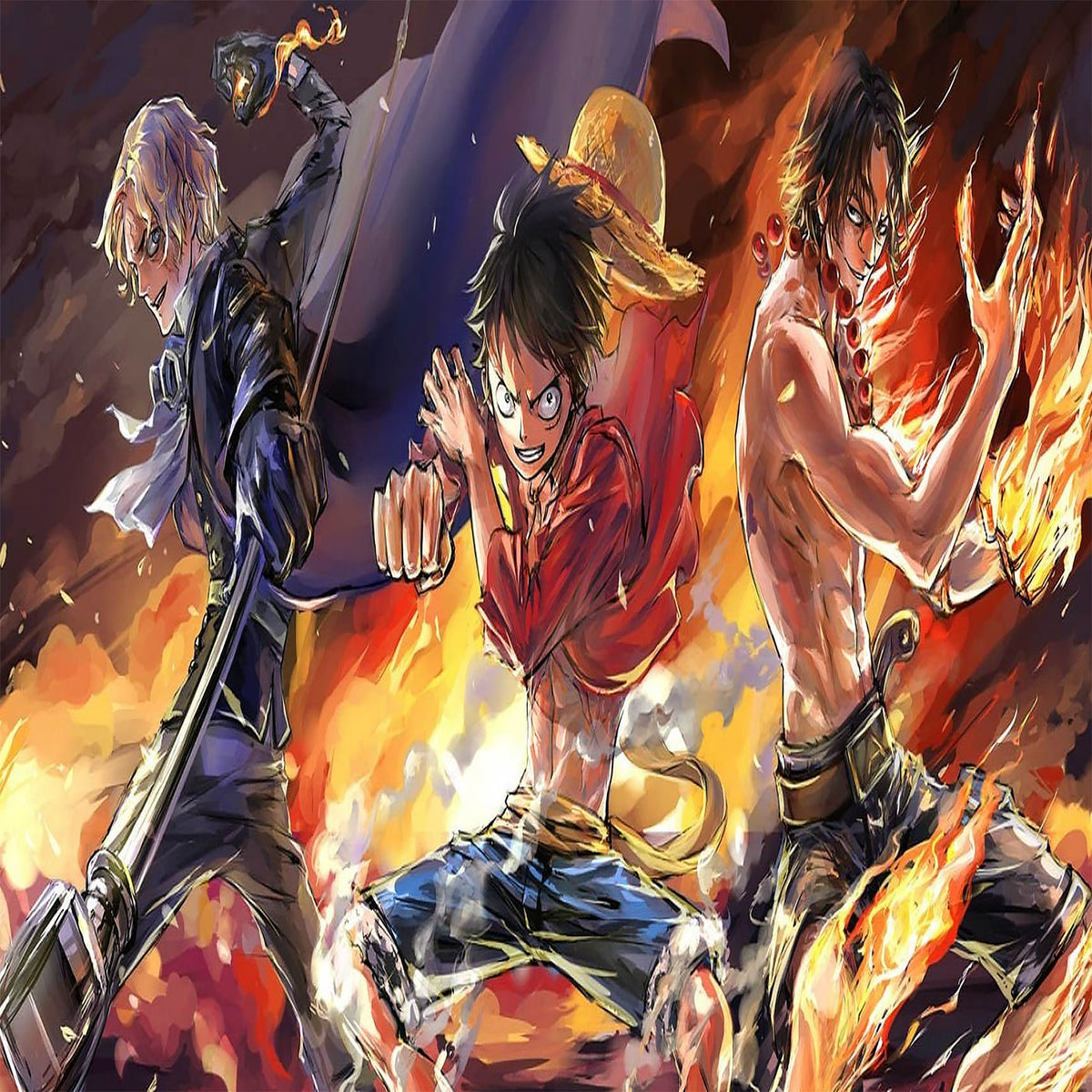 Leinwand One Piece Ruffy Ace Sabo Bilder Wandbilder - Hochwertiger Kun ...