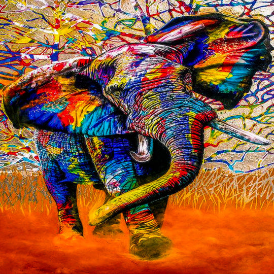 Leinwand Abstrakt Elefant Tiere Bilder Wandbilder - Hochwertiger Kunstdruck A3473