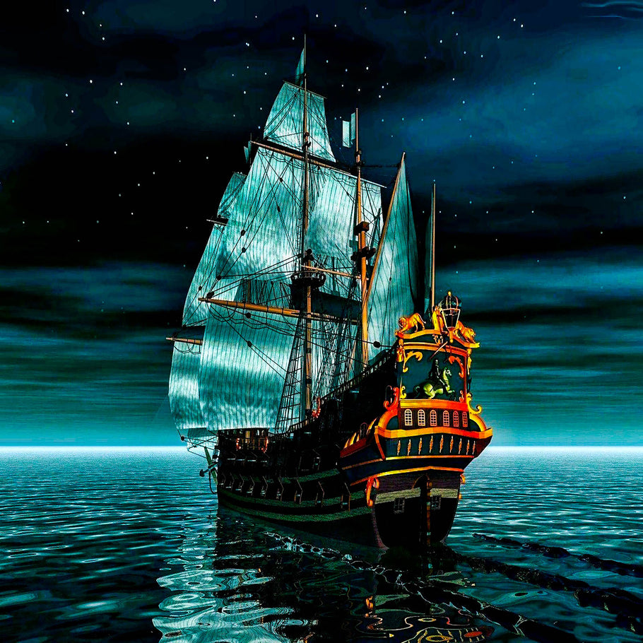 Leinwand Piraten Schiff Kapitän Bilder Wandbilder - Hochwertiger Kunstdruck A3511
