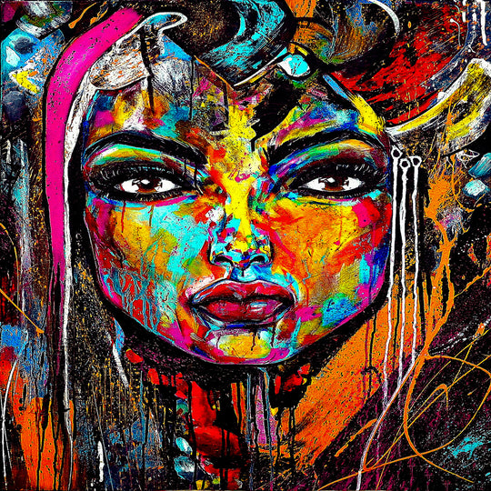 Leinwand Bilder Abstrakt Kunst Gesicht Wandbilder - Hochwertiger Kunstdruck A3821