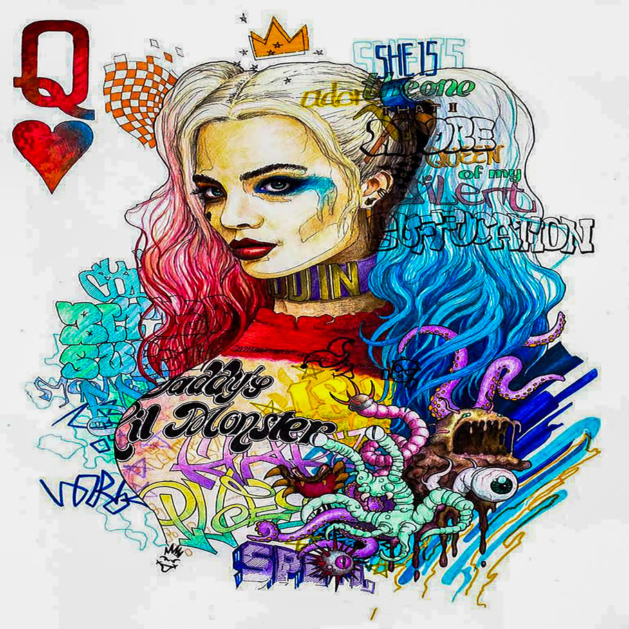 Leinwand Harley Quinn Kunst Queen Bilder Wandbilder - Hochwertiger Kunstdruck A4009