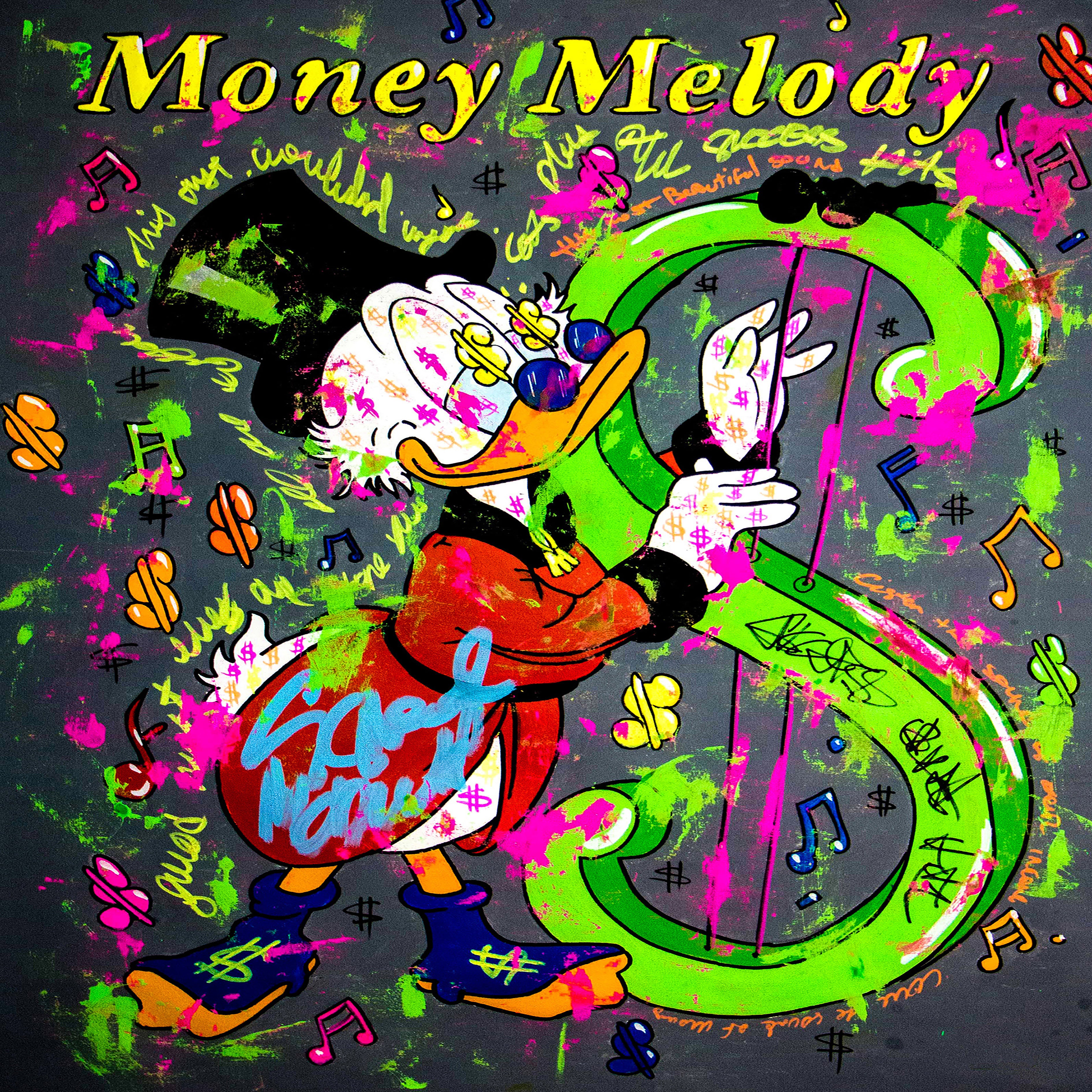 Pop Art Donald Duck Money Leinwand Bilder Wandbilder - Hochwertiger Kunstdruck B8004