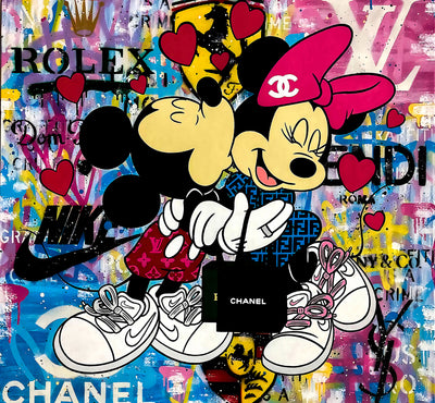 Pop Art Micky Maus Liebe Leinwand Bilder Wandbilder - Hochwertiger Kunstdruck B8023