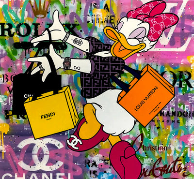 Pop Art Daisy Duck Lifestyle Leinwand Bilder Wandbilder -Hochwertiger Kunstdruck B8025
