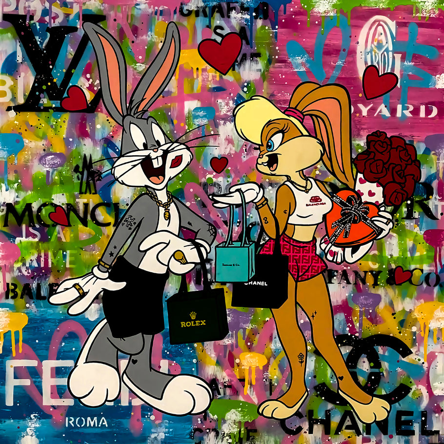 Pop Art Hase Leinwand Bilder Wandbilder - Hochwertiger Kunstdruck B8030