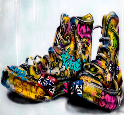Abstrakte Schuhe Sneaker Leinwand Bilder Wandbilder - Hochwertiger Kunstdruck B8042