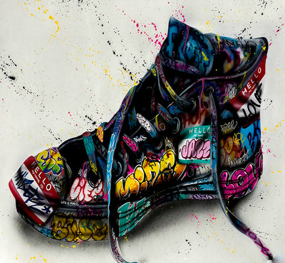 Abstrakte Schuhe Sneaker Leinwand Bilder Wandbilder - Hochwertiger Kunstdruck B8045