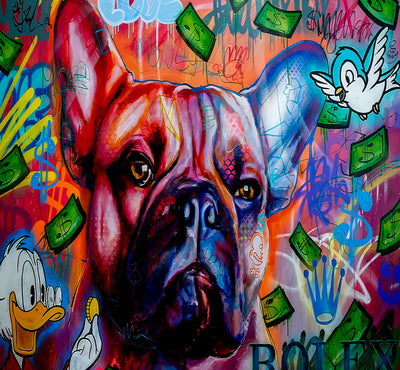 Abstrakt Hund Bulldoge Leinwand Bilder Wandbilder - Hochwertiger Kunstdruck B8056