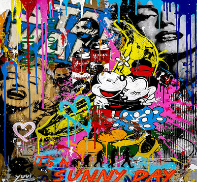 Pop Art Micky Maus Sunny Leinwand Bilder Wandbilder - Hochwertiger Kunstdruck B8058