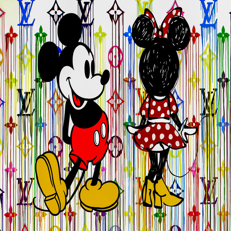 Modernes hochwertiges Leinwandbilder Bilder Mickey + Minnie Wandbilder - Hochwertiger Kunstdruck B8108