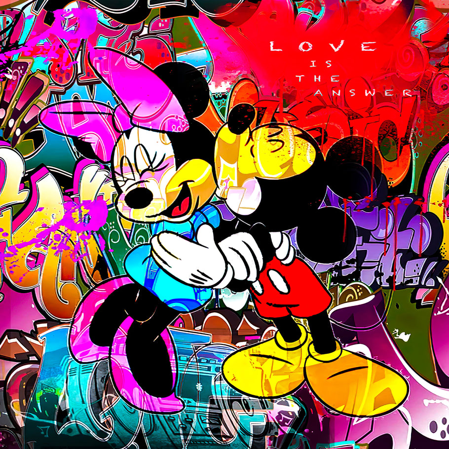 Pop Art Micky Maus Minnie Leinwand Bilder Wandbilder - Hochwertiger Kunstdruck B8111