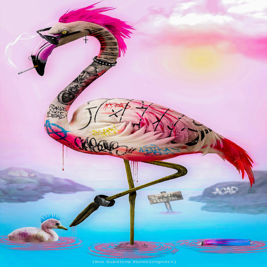 Leinwand Abstrakt Flamingo Tiere Bilder Wandbilder - Hochwertiger Kunstdruck B8124