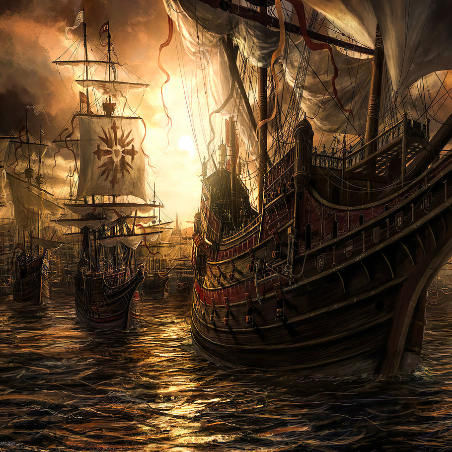 Leinwand Piraten Schiff Kapitän Bilder Wandbilder - Hochwertiger Kunstdruck B8127