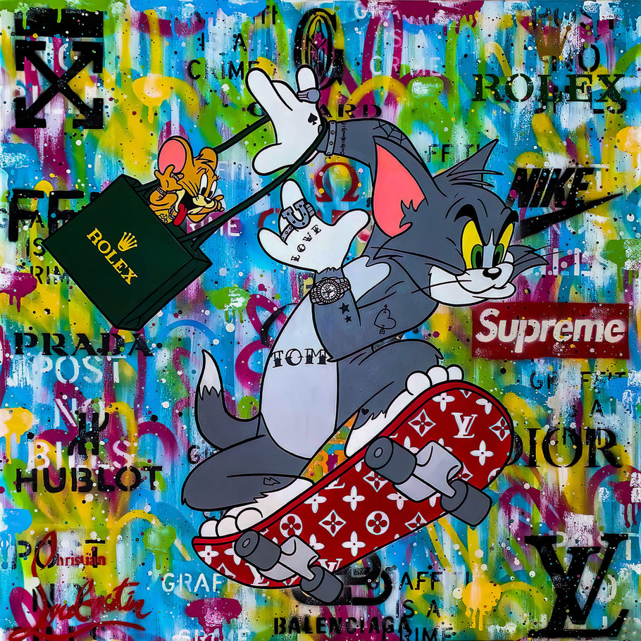 Pop Art Tom and Jerry  Leinwand Bilder Wandbilder-Hochwertiger Kunstdruck B8129